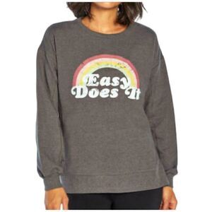WILDFOX Easy Does It Graphic Sweatshirt in Gray and Rainbow Size Large